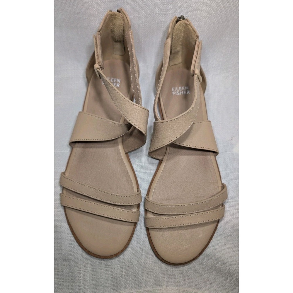 Eileen Fisher Womens Cici Strappy Leather Sandals Sz 9 Light‎ natural Nude $145
